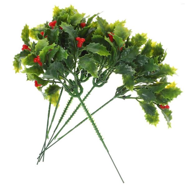 Fleurs décoratives 12pcs fausses artificielles de table de table de jardinage Simulation Bouquet de fruits de Noël pour la maison (Green 12 Cherry Tree