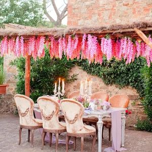 Fleurs décoratives 12pcs Artificiel suspension Wisteria Garland Vin Vine Wedding Home Decoration Free Flower String Plafond