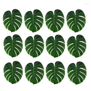 Fleurs décoratives 12pcs feuilles de palmier artificielles pour style hawaïen maison jardin décorations jungle plage thème de cuisine table de restauration
