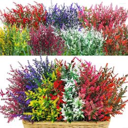 Fleurs décoratives 12pcs plantes artificielles lavande vase nuptiale de mariage pour la maison artisanat de couronne de Noël