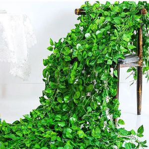 Fleurs décoratives 12pcs plantes artificielles vertes ivy fausses feuilles guirland plant