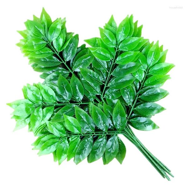 Fleurs décoratives 12pcs Artificiel Sibérie Elm Tree feuilles de feuilles pour la plante Mur Fond de mariage Home El Garden Office Bar