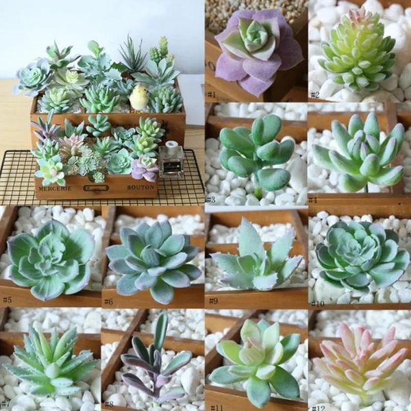 Fleurs décoratives 12pcs plantes succulentes artificielles non pottées mini-cactus succulentes pour lotus paysage arrangement jardin décor