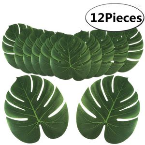 Fleurs d￩coratives 12pcs Artificiel Palm tropical Feuilles hawa￯ennes ￠ th￨me Luau D￩corations de f￪te fausse plante Home Garden Decoration Island