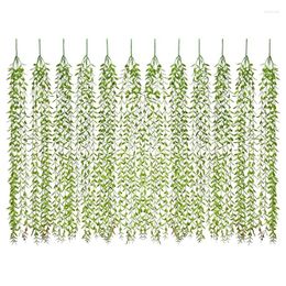 Fleurs décoratives 12pcs Vines artificielles fausse verterie Garland Willow Feuilles avec un total de 60 tiges suspendues pour le mur de la fête de mariage