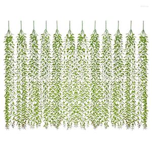 Fleurs décoratives 12pcs Vines artificielles fausse verterie Garland Willow Feuilles avec un total de 60 tiges suspendues pour le mur de la fête de mariage