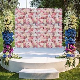 Fleurs décoratives 12pcs Panneau mural artificiel 3d Fleur Flower Faux Hortengea pour la fête Douche nuptiale de mariage Décoration extérieure