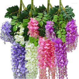 Decoratieve bloemen 12 stks Kunstmatige Wisteria Flower nep Vine krans boog hangende slinger bruiloft woning tuin muurdecoratie