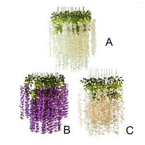 Decoratieve bloemen 12 stks Kunstmatige Wisteria Hangende planten Ivy Garland Simulatie Bloemstruik Silk