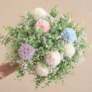 Decoratieve bloemen 12 -stcs/boeket ins kunstmatige boeket bruiloft decor Hyangea Rose Home Garden Decoratie Props gesimuleerd