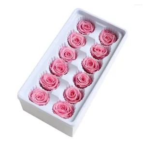 Fleurs décoratives 12 pièces/boîte, Bouquet de roses immortelles, accessoire pour décoration de mariage, Roses éternelles
