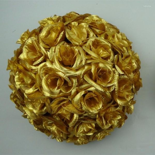 Fleurs décoratives 12 pièces EMS 30 cm or boule de baiser soie artificielle Bling Rose fleur décoration de mariage approvisionnement