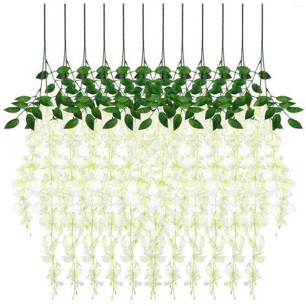 Fleurs décoratives 12pcs suspendues à la glycélière artificielle inodore ratta guirlande pour le jardin de mariage roses noires