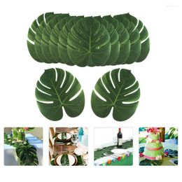 Fleurs décoratives 12pcs Chemin de table Hawaii Feuilles de palmier tropicales