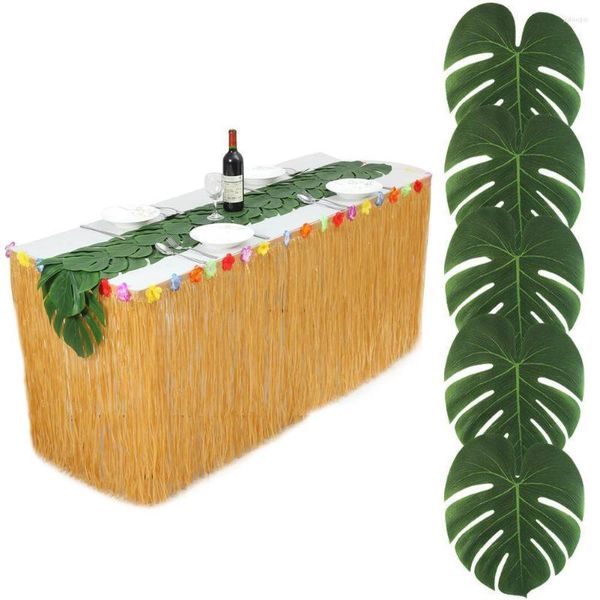 Fleurs décoratives 12 Pcs Grandes Feuilles De Palmier Tropical Artificiel Pour Hawaiian Luau Party Thème De La Plage Décoration De Table De Mariage Simulation Plante