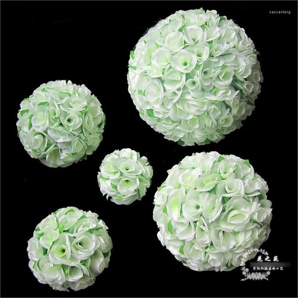 Fleurs décoratives 12 pcs/Lot 30 cm vert clair baiser boule artificielle soie fleur mariage décoration approvisionnement