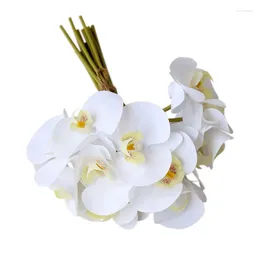 Decoratieve bloemen 12 stks/veel echte touch witte orchidee pvc kunstmatige bruiloft decoratie mariage flores home decor bloem arrangement levering