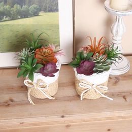 Fleurs décoratives 12pcs Mini composants de plante à feuilles persistantes artificielles décoration de l'artisanat bricolage pour micro-scènes en pot (à l'exclusion des vases)