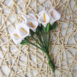 Fleurs décoratives 12pcs mini mariage artificiel de mariée fausse décor de fête bouquet pe rand-touch fleur (blanc)