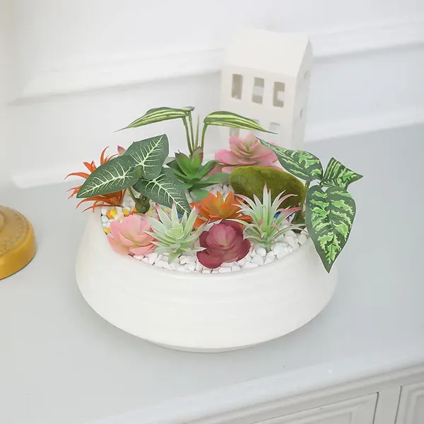 Fleurs décoratives 12pcs mini articulations artificielles plantes succulentes en pot micro-scène décoration de l'artisanat bricolage (à l'exclusion des vases)