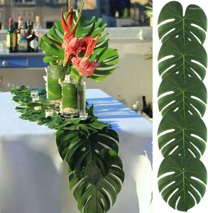 Flores decorativas 12 piezas hojas de palma decoraciones para fiestas de la jungla para suministros temáticos hawaianos baby shower bucle