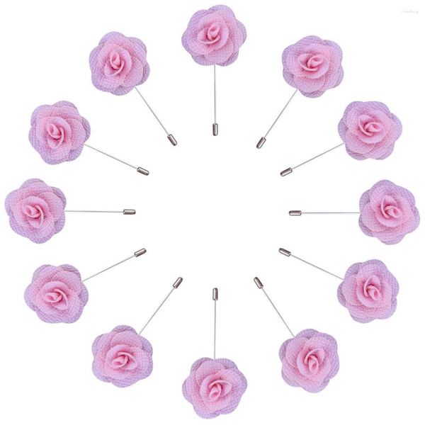 Flores decorativas 12 piezas Ramillete simple y neutro Flor de seda Brote de rosa Traje de novio rosa Pin Accesorios de boda de negocios hechos a mano XH0715 12