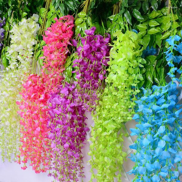 Fleurs décoratives 12 pièces décoration de mariage fleur artificielle glycine haricot Simulation décor Mariage