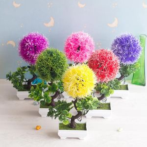 Decoratieve Bloemen 12x27 cm Kunstbloem Gras Bal Ingemaakte Bonsai Pography Props Kleine Boom Groene Bladeren Nep Planten desktop Mini