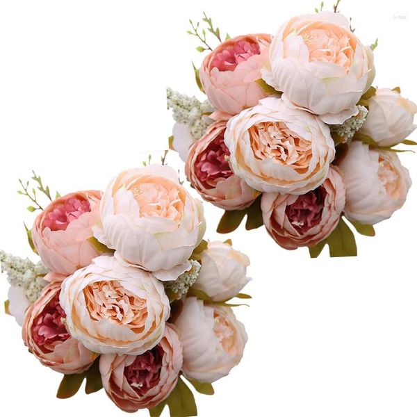 Fleurs décoratives 13 grandes pivoines Vintage Imitation fleur artificielle Rose Bouquet salon maison bureau jardin décor de mariage