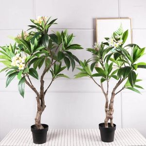 Decoratieve bloemen 130/150 cm kunstmatige frangipani boom groene plant potten simulatie plumeria bloem bonsai voor feest huwelijkshome boeket