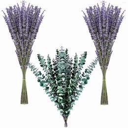 Decoratieve bloemen 130 stengels gedroogde lavendel en douche eucalyptus hangende boeket gebruik van huisdecor groene badkamer badkamer woonkamer keuken