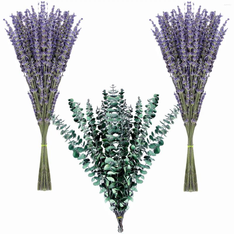 Dekorative Blumen 130 Stängel getrockneter Lavendel und Dusche Eukalyptus hängen Bouquet Verwendung von Wohnkultur grünes Bad Wohnzimmer Küche