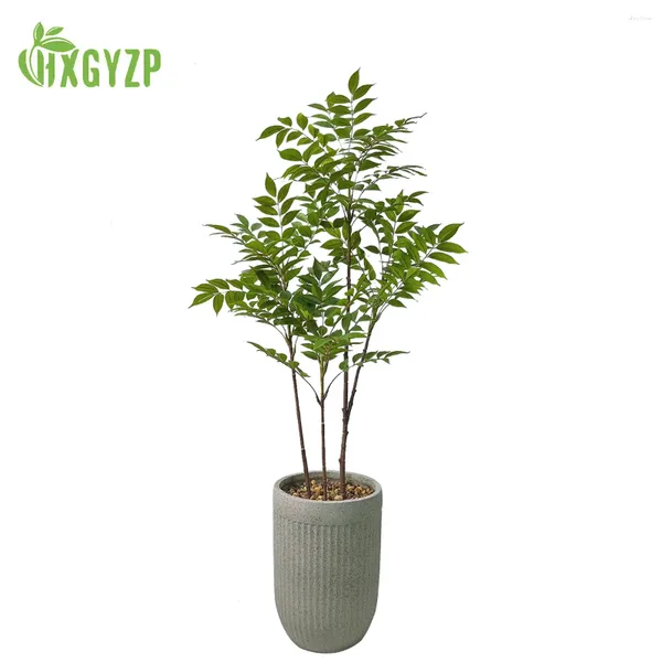 Flores decorativas 133 cm Árbol artificial con maceta grandes plantas verdes en macbo con bambú decoración del hogar sala de estar de la oficina al aire libre