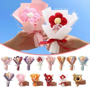 Flores Decorativas 14 Estilo Ramos De Flores Hechos A Mano Mini Ganchillo Colorido Artificial Día Del Maestro Regalo De San Valentín