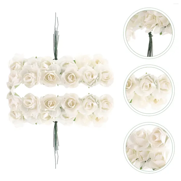 Fleurs décoratives 144 pcs fausses roses artificielles fleurs de fleur de fleur guirlande décoration papier miniature réaliste