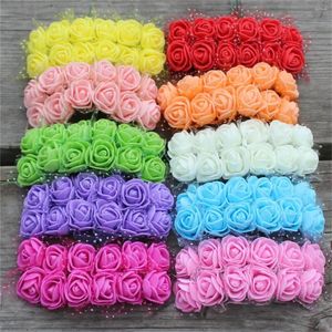 Fleurs décoratives 144 pièces pe mini ruban mousse en mousse fausse tête de rose multi-couleurs pour décoration familiale
