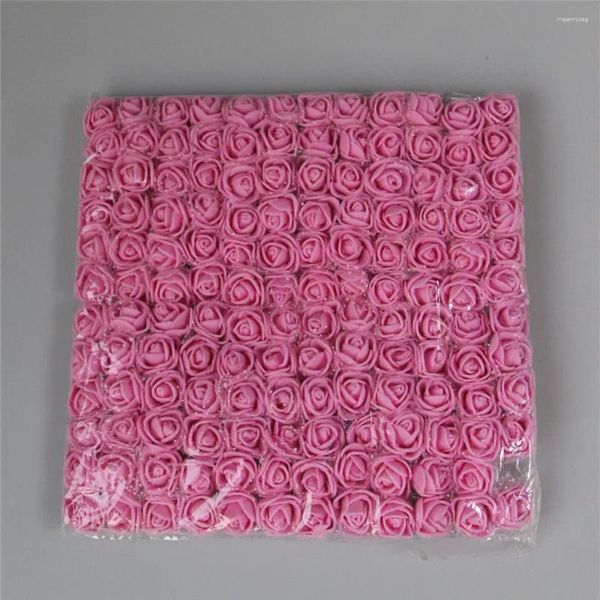 Flores decorativas 144 Uds 2,5 cm oso de peluche de espuma rosa Artificial DIY regalos caja boda Navidad decoración del hogar artesanía