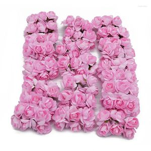 Decoratieve bloemen 144pcs 3cm mini Paper Rose kunstmatige kop voor bruiloft decoraties handgemaakt diy huis mode nepbloemdecoratie