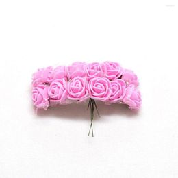 Flores decorativas 144 unids/set espuma Artificial cabeza de rosa encaje boda nupcial fiesta ramo mesa DIY artesanía guirnalda hogar