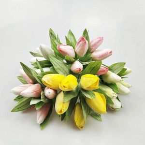 Decoratieve bloemen 14cm 1 Bouquet 6pcs Fake Tulp Flower Silk Artificial For DIY Wedding Verjaardagsfeestje Decroations Bridal