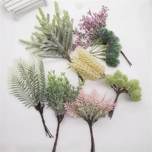 Fleurs Décoratives 14Cm Fleur Artificielle Mini 1 Bouquet Plantes Faux Neige Décor De Bureau Pour Bricolage Mariage Décorations De Fête D'anniversaire