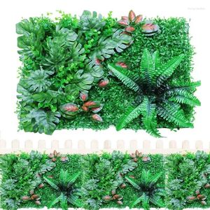 Decoratieve Bloemen 15,7x23,6 Inch UV Kunstmatige Groene Plant Wandpaneel Achtergrond Privacy Hedge Scherm Decor Accessoires Voor Binnen Buiten