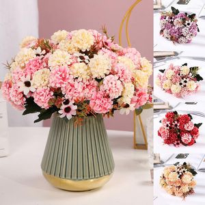 Fleurs décoratives 15 Fleur tête de soie Hortensia Mariage blanc artificiel petit bouquet fausse fête diy décoratio Noël