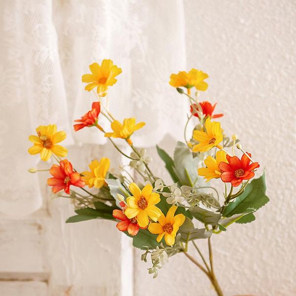 Fleurs décoratives 15 têtes Bouquet artificiel Silk Daisy High Quality for Wedding Vase Office El Table Centorpiece Decor Home