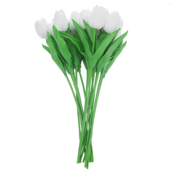 Fleurs décoratives 15 PCS Artificiel Tulip Wedding Scene Propheout Prop Fake Bouquet Living Room Decor Tulips for Outdoors Pu Bride