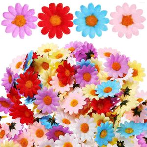 Fleurs décoratives 150 Pcs Tournesols Artificiels Décor Mini Artisanat Décorations Tête Réaliste