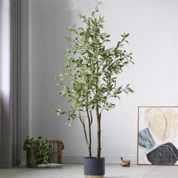 Fleurs décoratives 150 cm olivier artificiel fausses branches et fruits moderne bureau à domicile salon décor de sol fausse soie en pot