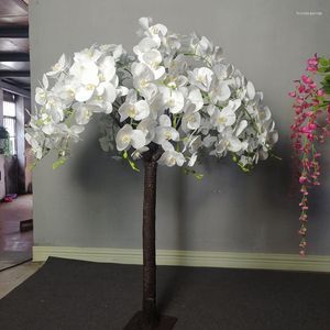 Flores decorativas 150 cm de altura Flor artificial Phalaenopsis Árbol Planta Maceta Mariposa blanca Orquídea Adorno de mesa para el hogar de la boda