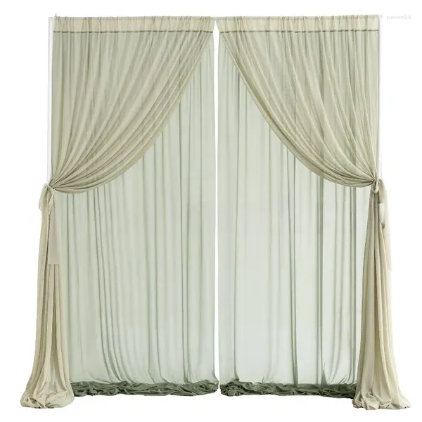 Fleurs décoratives 150x300cm Draperie Gauze Double-couche Double face Bondage de mariage Curtains Curtains Party Arch Decoration