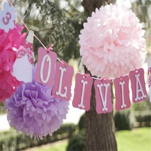 Flores decorativas 15cm 1 Uds. Bolas de flores de papel rosa claro pompones de tejido decoración del hogar para fiesta de boda para suministros de jardín